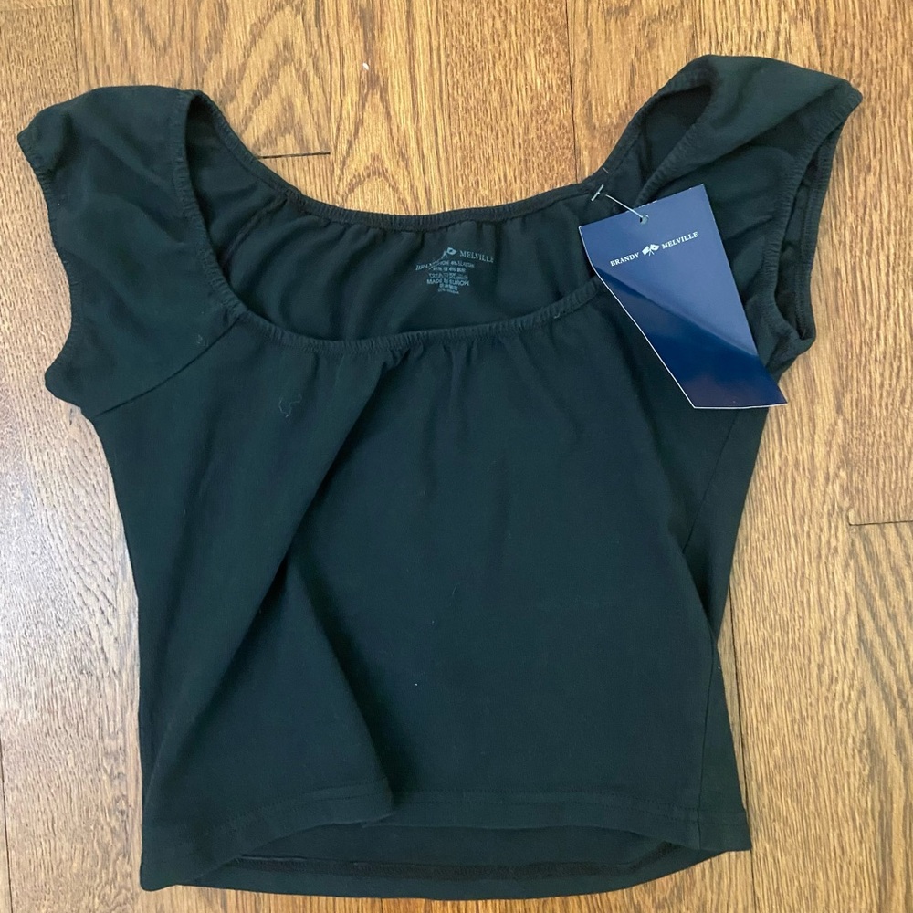 NWT Brandy Melville Black Eden Crop Top One Size